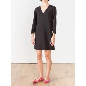 Tibi Black V-Neck Dress Size 8 Minimalist Career Cocktail New